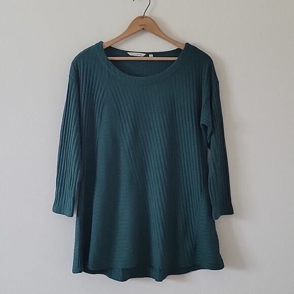 Soft Surroundings Green Ribbed Tunic Sweater Size Medium M - Picture 1 of 6